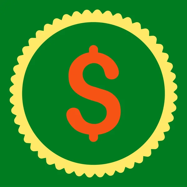 Dolar płasko pomarańczowe i żółte kolory pieczęć Okrągła ikona — Wektor stockowy