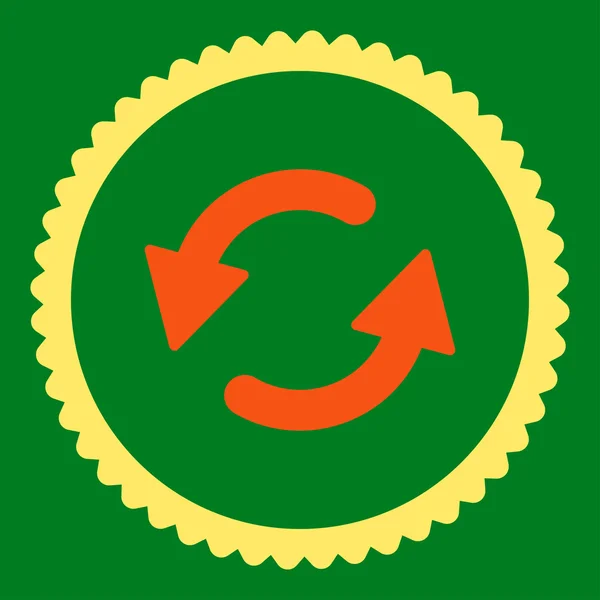 Rafraîchir Ccw plat orange et jaune couleurs rond timbre icône — Image vectorielle