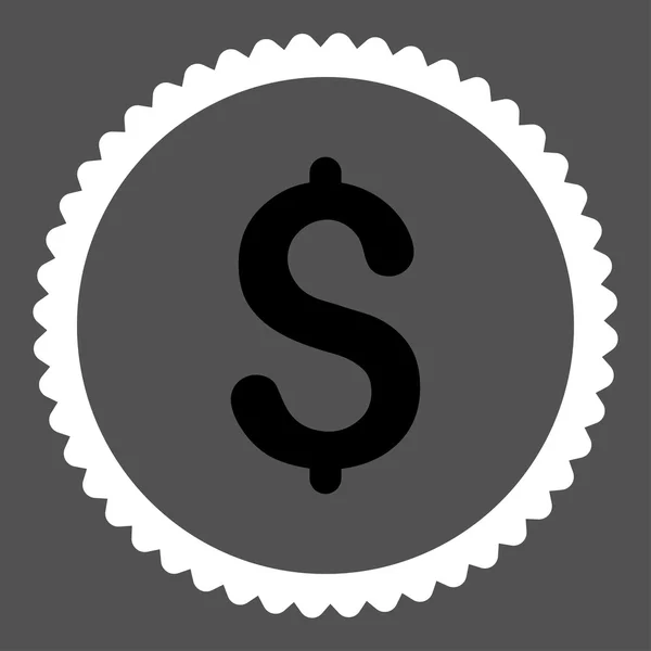 Dollár-lapos fekete és fehér színek kerek bélyegző ikon — Stock Vector