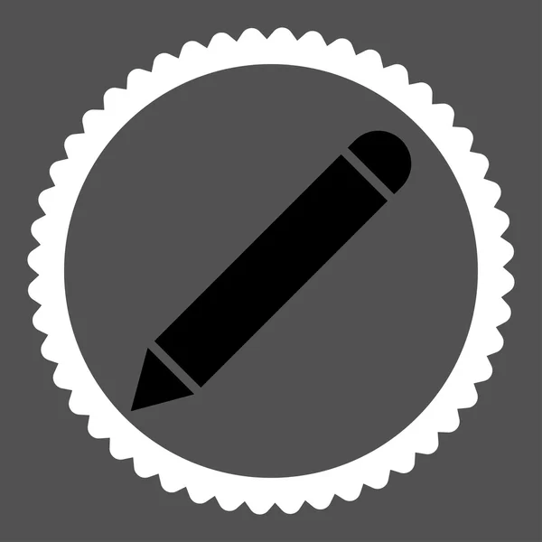 Pencil flat black and white colors round stamp icon — Stock Vector