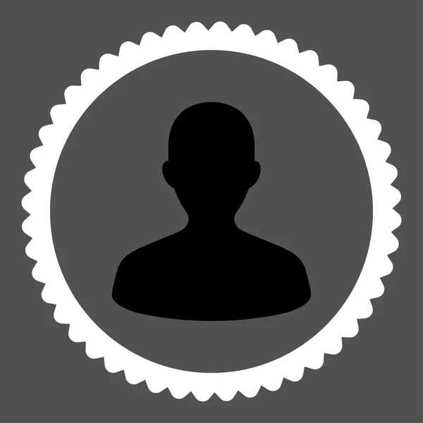 Utilisateur plat noir et blanc couleurs rond timbre icône — Image vectorielle
