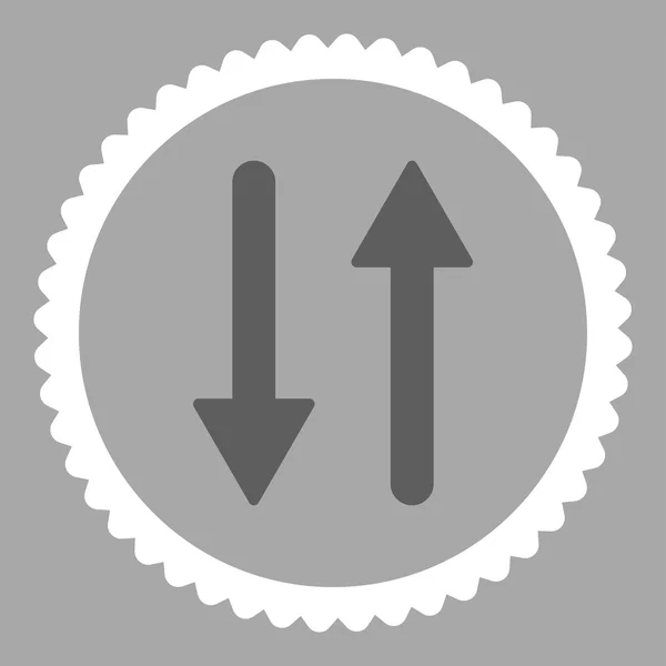 Pijlen Exchange verticale vlakke donkere grijze en witte kleuren ronde stempel pictogram — Stockvector