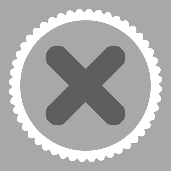 Zrušit plochý tmavě šedé a bílé barvy kulaté razítko ikonu — Stockový vektor