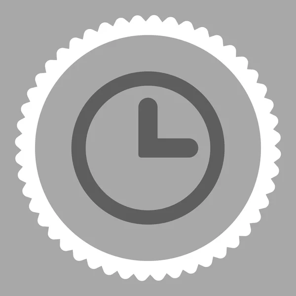 Clock flat dark gray and white colors round stamp icon — Stock Vector