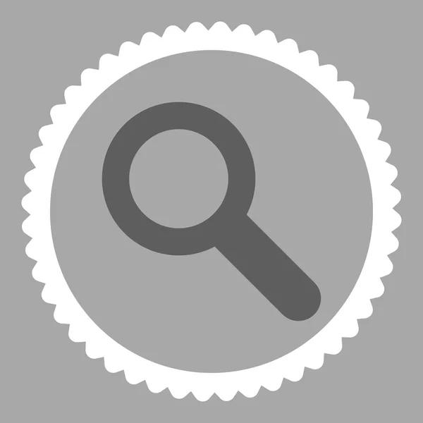 Zoek plat donker grijs en witte kleuren ronde stempel pictogram — Stockvector