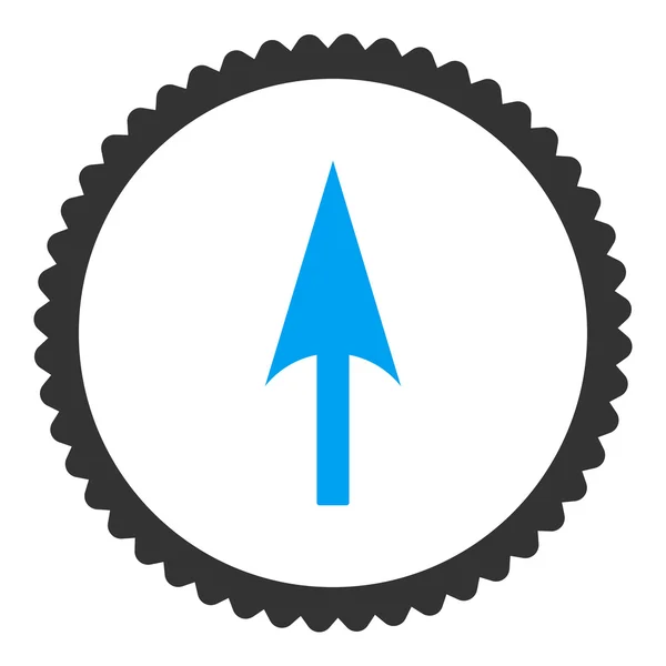 Pijl as Y plat blauwe en grijze kleuren ronde stempel pictogram — Stockvector