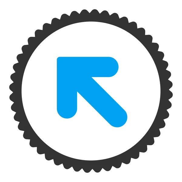 Pil upp vänster platt blå och grå färger rund stämpel-ikonen — Stock vektor