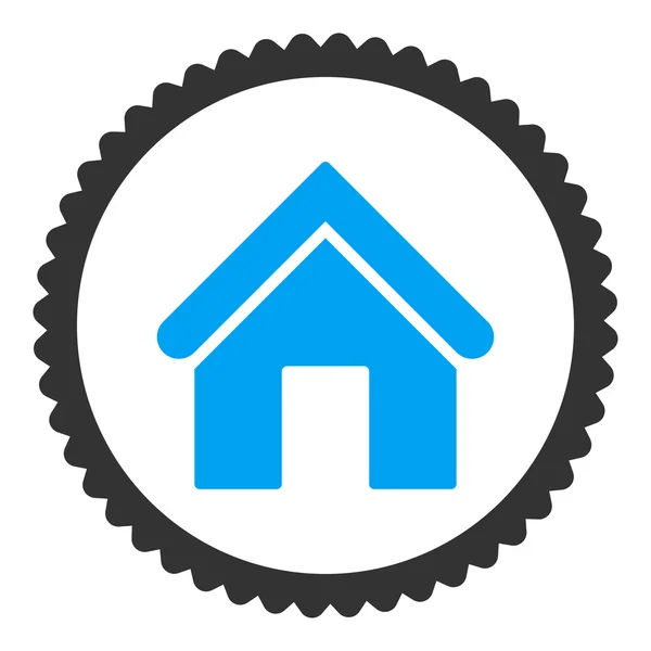 Huis plat blauwe en grijze kleuren ronde stempel pictogram — Stockvector