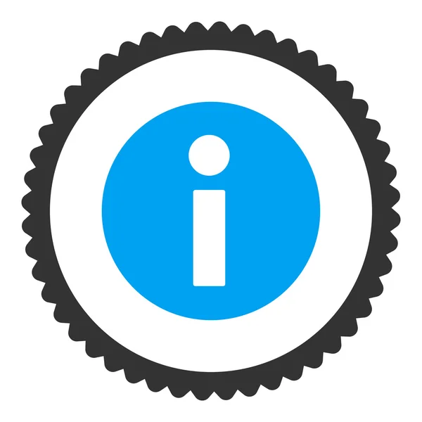 Információk-lapos kék és szürke színek kerek bélyegző ikon — Stock Vector