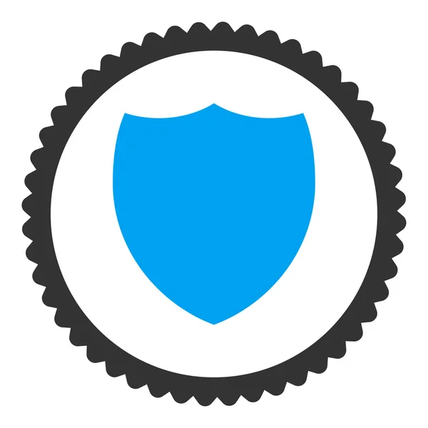 Escudo plano azul y gris colores ronda sello icono — Vector de stock