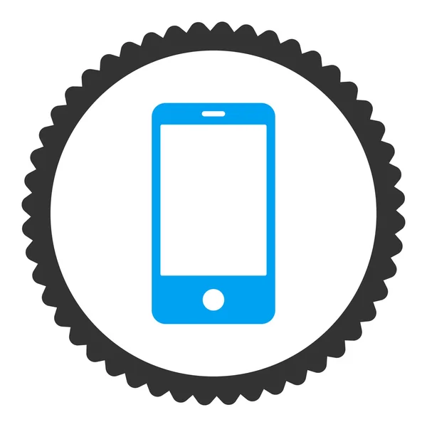 Smartphone platt blå och grå färger rund stämpel-ikonen — Stock vektor