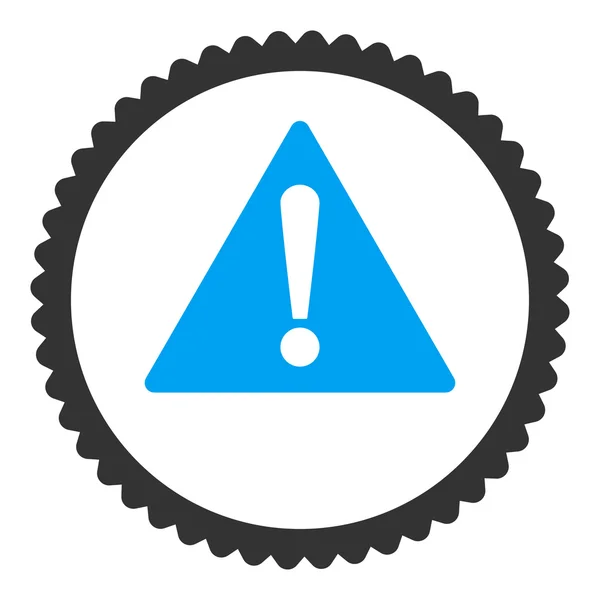 Warnung flache blaue und graue Farben rundes Stempelsymbol — Stockvektor