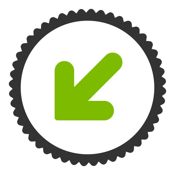 箭头向下向左平面生态绿色和灰色的圆形邮票图标 — 图库矢量图片