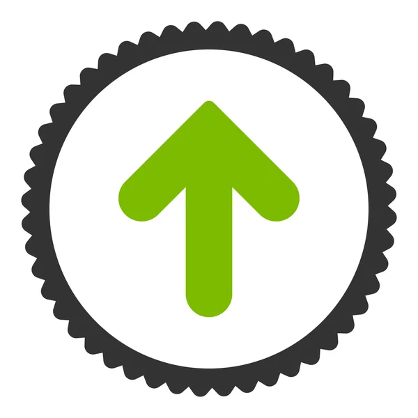 Flecha arriba plana eco verde y gris colores ronda sello icono — Archivo Imágenes Vectoriales