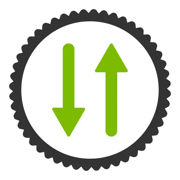 箭头交换垂直平面生态绿色和灰色颜色圆形邮票图标 — 图库矢量图片