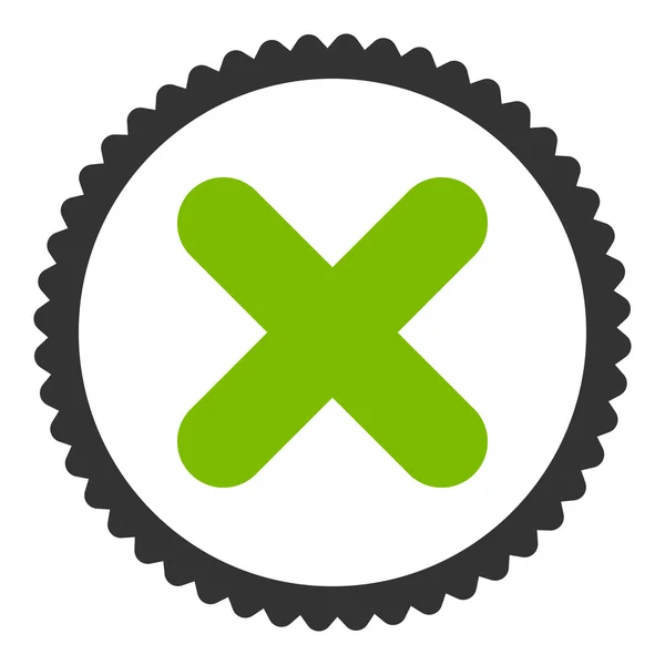 取消平面生态绿色和灰色圆形邮票图标 — 图库矢量图片