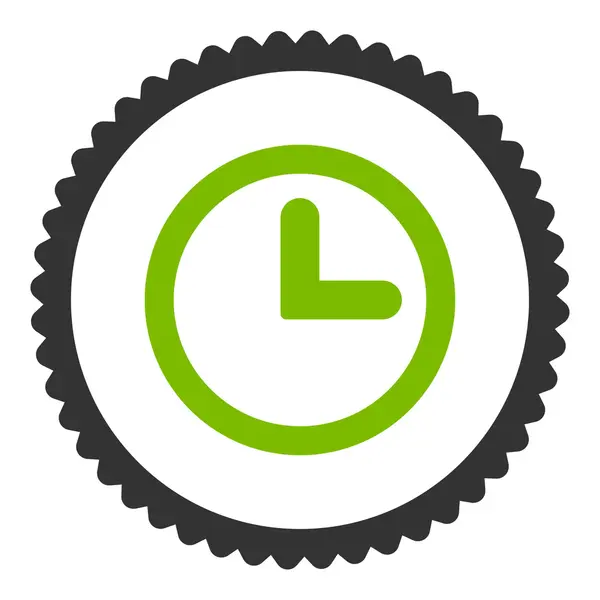 Reloj plano eco verde y gris colores ronda sello icono — Archivo Imágenes Vectoriales