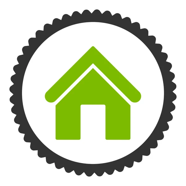Huis platte eco groene en grijze kleuren ronde stempel pictogram — Stockvector