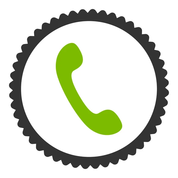 Телефон плоский эко-зеленый и серый цвета круглая марка значок — стоковый вектор