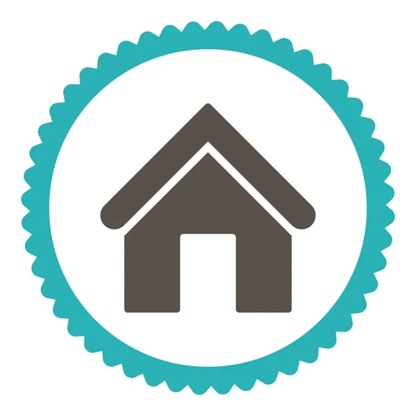 Huis plat grijs en cyaan kleuren ronde stempel pictogram — Stockvector
