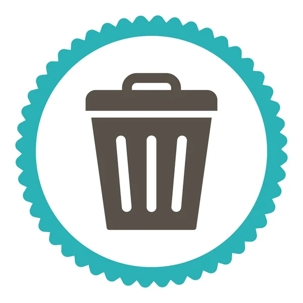 Lixo pode plana cinza e ciano cores redondas ícone carimbo — Vetor de Stock