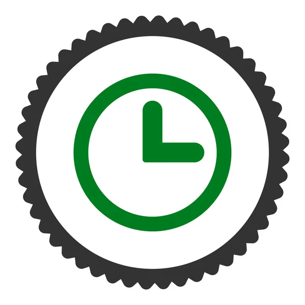 Reloj plano verde y gris colores ronda sello icono — Archivo Imágenes Vectoriales