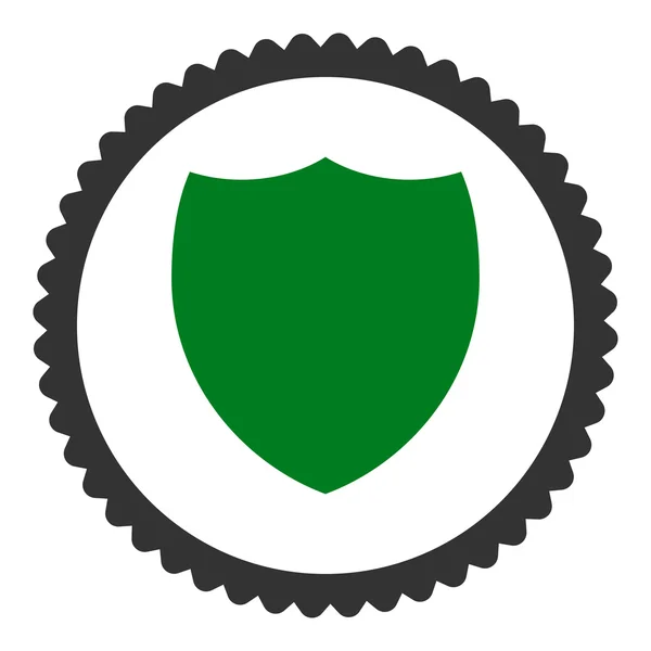 Escudo plana verde e cinza cores redondas ícone carimbo — Vetor de Stock