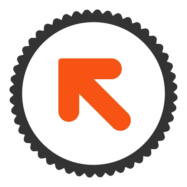 Pil upp vänster platt orange och grå färger rund stämpel-ikonen — Stock vektor