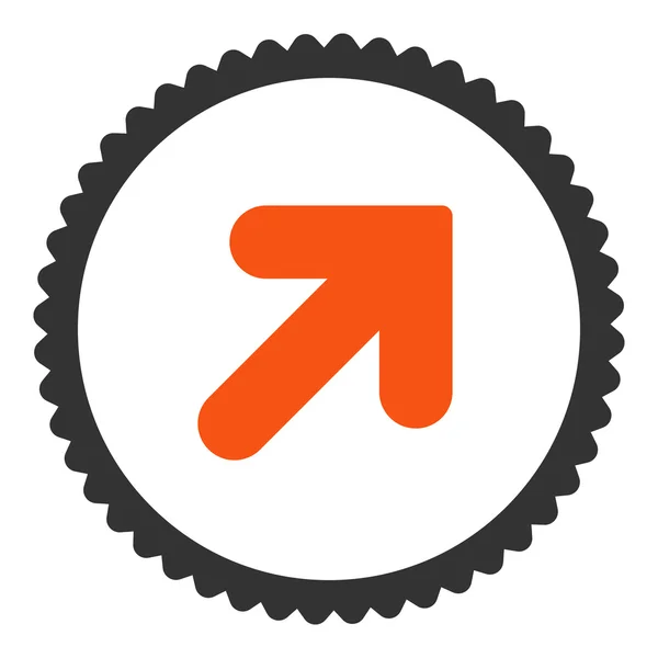 Pijl omhoog rechts plat oranje en grijze kleuren ronde stempel pictogram — Stockvector