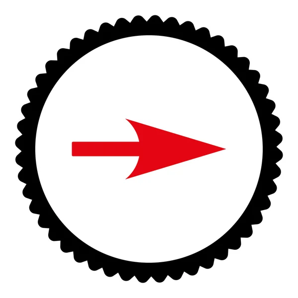 Šipka osy X plochý intenzivní červené a černé barvy ikony kulatého razítka — Stockový vektor
