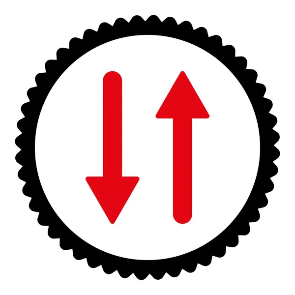 Strzałki wymiany pionowy płaski intensywnie czerwone i czarne kolory pieczęć Okrągła ikona — Wektor stockowy