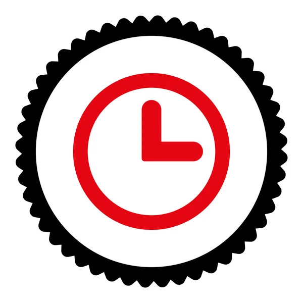 Uhr flache intensive rote und schwarze Farben rundes Briefmarkensymbol — Stockvektor