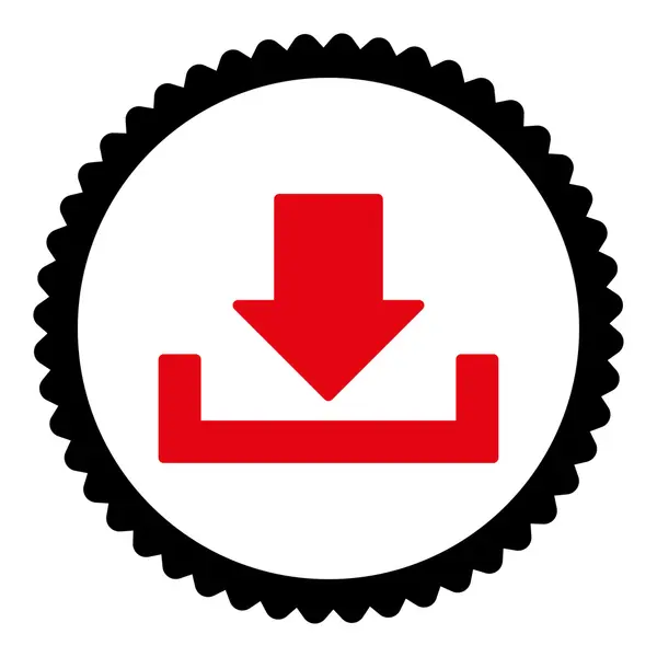 Télécharger l'icône de timbre rond rouge et noir intensif plat — Image vectorielle