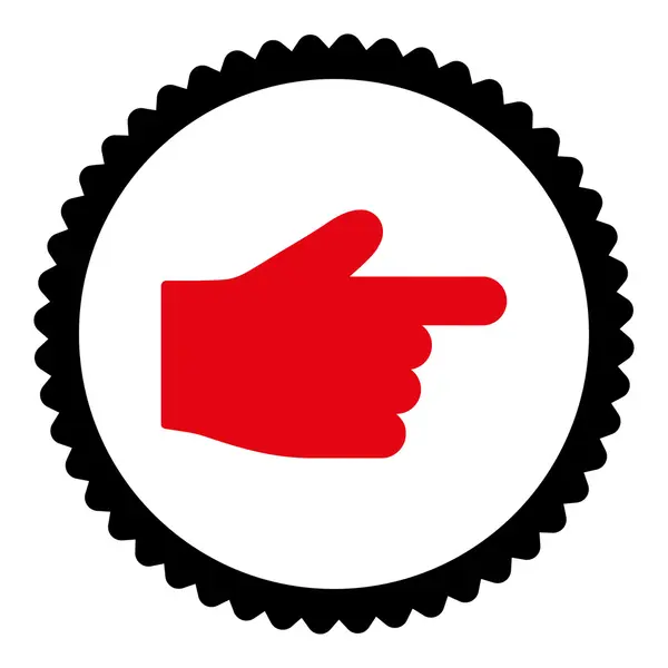 Zeigefinger flach intensive rote und schwarze Farben rundes Stempelsymbol — Stockvektor
