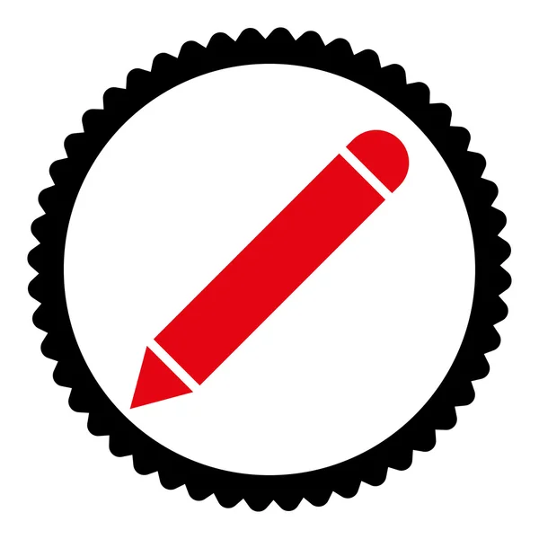 Pencil flat intensive red and black colors round stamp icon — Stock Vector