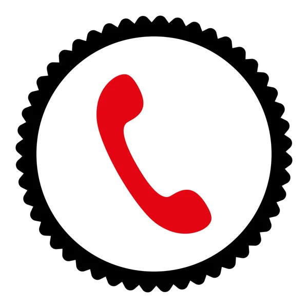 Плоский телефон интенсивный красный и черный цвета круглый марка значок — стоковый вектор