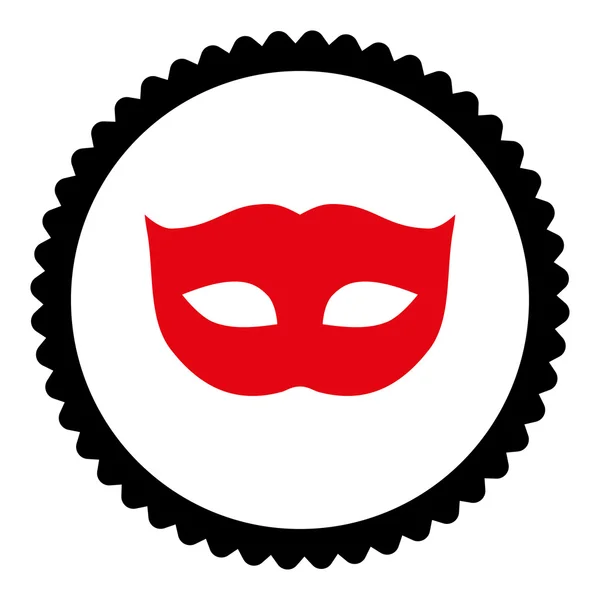 개인 정보 보호 마스크 평면 집중 빨간색과 검정 색상 라운드 스탬프 아이콘 — 스톡 벡터