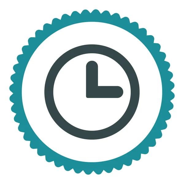 Reloj plano suave azul colores redondo sello icono — Vector de stock