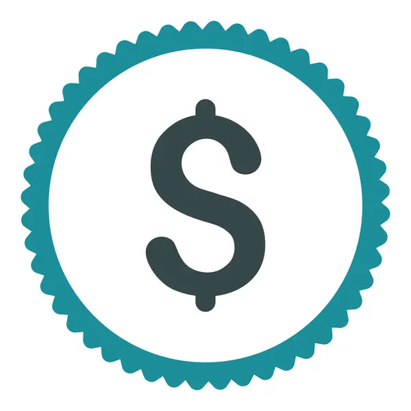Dollar plat couleurs bleues douces icône de timbre rond — Image vectorielle