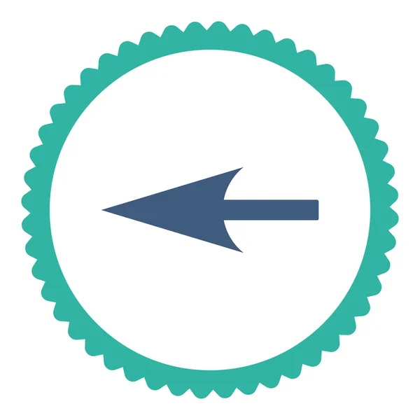Flèche gauche pointue couleur cobalt plat et cyan icône de timbre rond — Image vectorielle