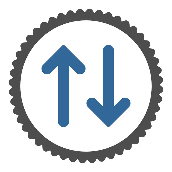 Flip platte kobalt en grijze kleuren ronde stempel pictogram — Stockvector