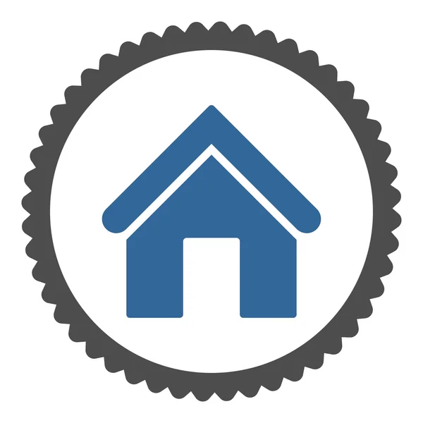Huis platte kobalt en grijze kleuren ronde stempel pictogram — Stockvector