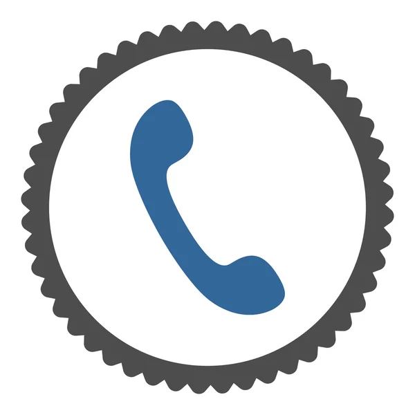 Teléfono plano de cobalto y colores grises icono de sello redondo — Archivo Imágenes Vectoriales