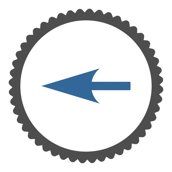 Flèche gauche pointue cobalt plat et couleurs grises icône de timbre rond — Image vectorielle