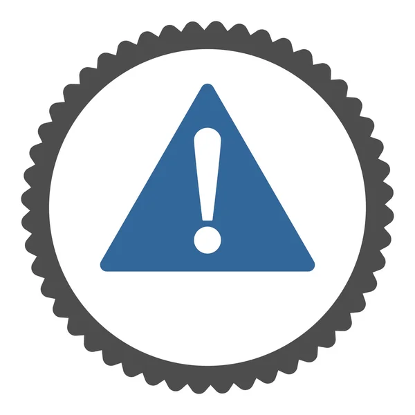 Warning flat cobalt and gray colors round stamp icon — Stock Vector