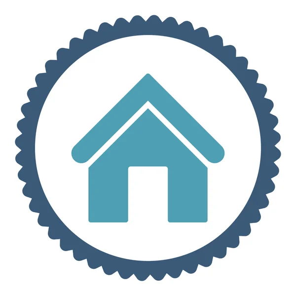Huis plat cyaan en blauw kleuren ronde stempel pictogram — Stockvector