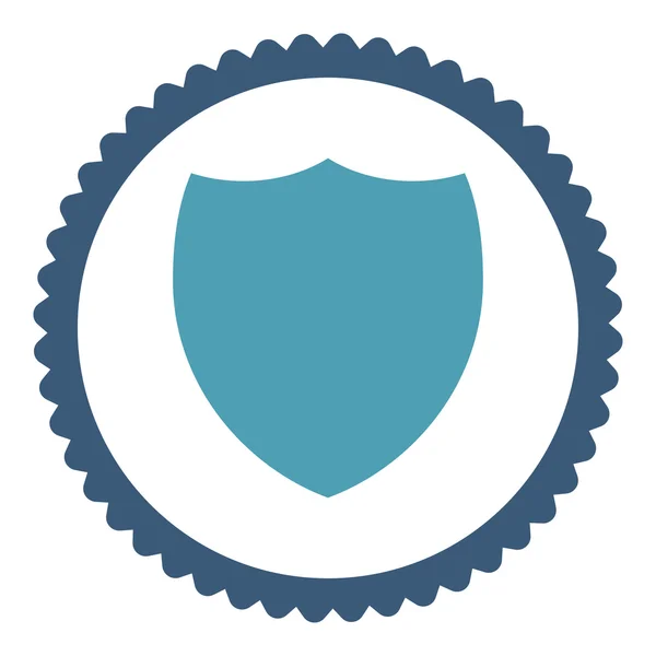 Escudo plano cian y colores azules icono de sello redondo — Vector de stock