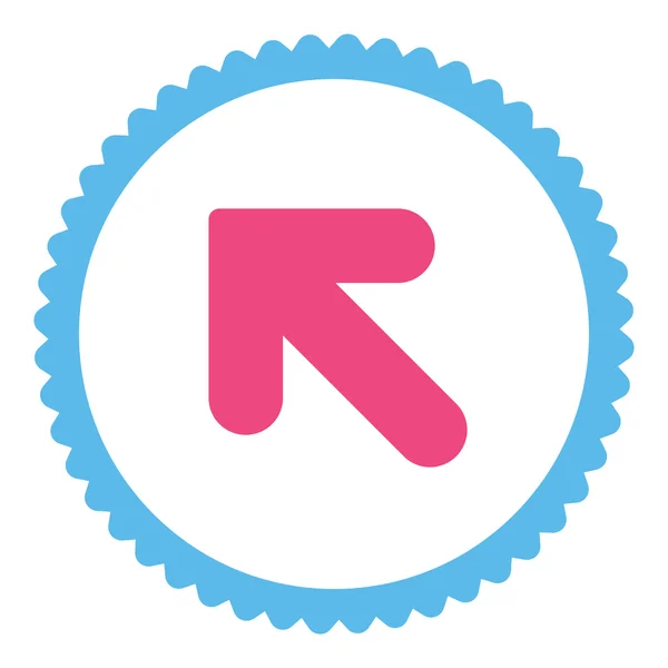 Pil upp vänster platt rosa och blå färger rund stämpel-ikonen — Stock vektor