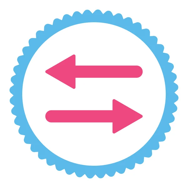 Flechas Intercambiar colores planos rosa y azul icono de sello redondo — Vector de stock