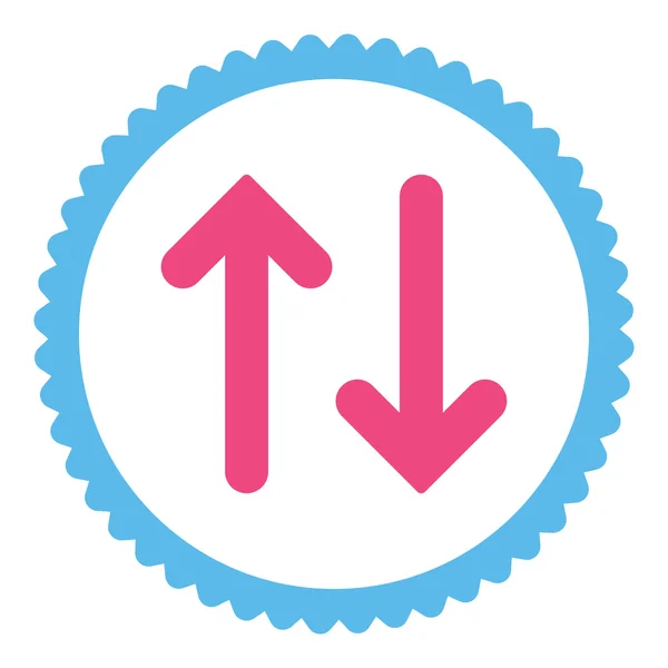Flip flachen rosa und blauen Farben runden Stempel Symbol — Stockvektor